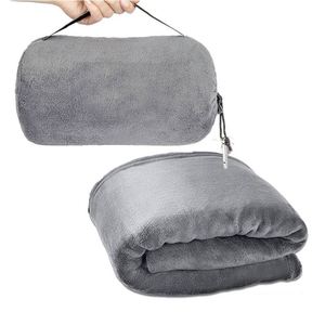 Lightweight Portable Hiking Drawstring Stowable Travel Foreign Trade Wholesale Solid Color Flannel Camping Blanket - Product Image 3