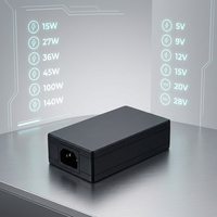 Adaptateur secteur AC/DC 140W 100W 45W 36W 27W 15W 5V 9V 12V 15V 20V 28V 0.5A avec chargeur USB PD3.1/PD3.0/QC4.0/QC3.0/QC2.0