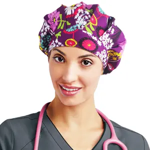 समायोज्य स्क्रब लंबे बाल थोक नर्सों के लिए कैप्स सलाम स्क्रब चिकित्सा टोपियां कस्टम Bouffant Scrubs के साथ टोपियां पसीना बैंड बुना