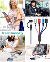 Câble de chargement multiple 4 en 2, chargeurs Port USB Cordons de chargement multiUSB universels