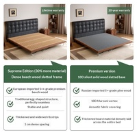 Lit double en cuir pour chambre principale, style médiéval, en bois de frêne blanc, avec tête de lit capitonnée en bois massif à motif gaufré