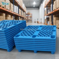 Palette en plastique HDPE ventilée à grille, couleur personnalisée, 9 pieds, entrée 4 voies, légère, empilable pour stockage en entrepôt