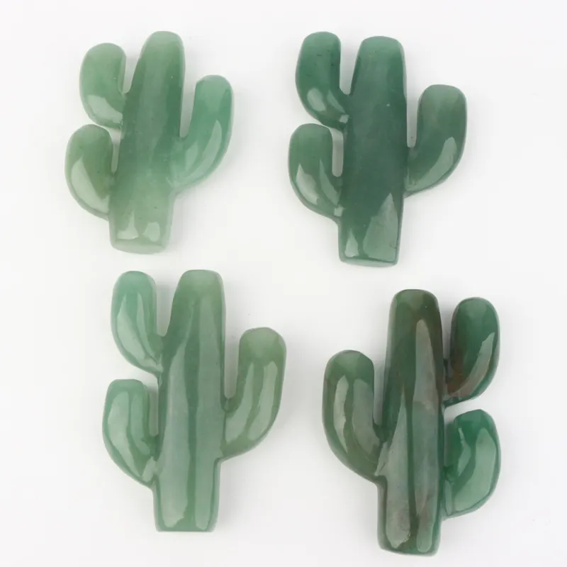 Hand Carved Crystal Cactus Christmas Gift Green Aventurine