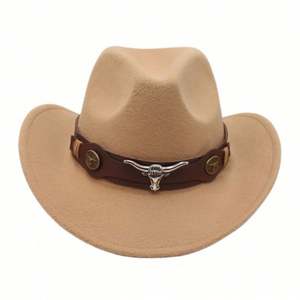 Chapeau de cowboy unisexe pour adultes et enfants, à prix abordable, avec ceinture tête de bœuf – Vente chaude - Product Image 6