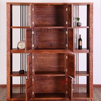 Bibliothèque de salon de style chinois classique en bois de rose rouge avec rangement et présentoir, taille personnalisée disponible