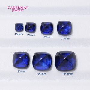 Cadermay Royal Blue Synthetic Sugar Tower Loose Gemstone 4x4mm To 10x10mm For Jewelry Making - Product Image 2
