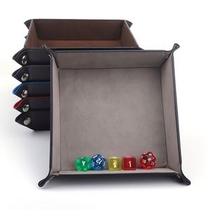 Modern Square Faux Leather & Velvet Storage <b>Box</b> Portable Folding Dice Rolling Tray RPG DND Tabletop Games Tableware Organizer - Product Image 4