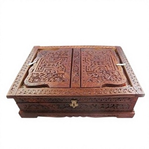 Boîte de rangement pour livres en bois sculpté du Cachemire, écologique, de haute qualité, légère, 12x8x3, support pour livre sacré, gravure artisanale sur bois - Product Image 1