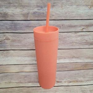 Venta al por mayor: Vaso térmico cilíndrico de acero inoxidable de doble pared de 16 oz, aislamiento al vacío, reutilizable, acabado mate, delgado, con tapa y pajita, sin BPA, 6-12 unidades - Product Image 5