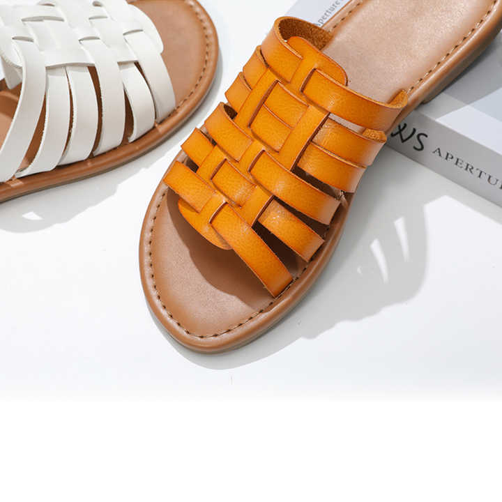 Women Casual Genuine Leather Flat Slippers main image 1