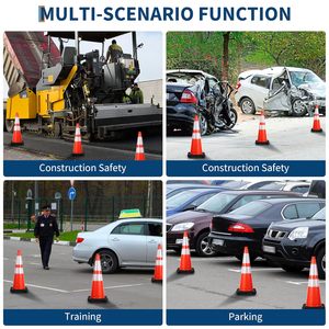 กรวยจราจร PVC ขนาด 28 นิ้ว ยี่ห้อ CITICITY แพ็ค 8 ชิ้น, กรวยนิรภัยสีส้มฐานสีดำหนาพร้อมแถบสะท้อนแสงสำหรับลานจอดรถ - Product Image 6