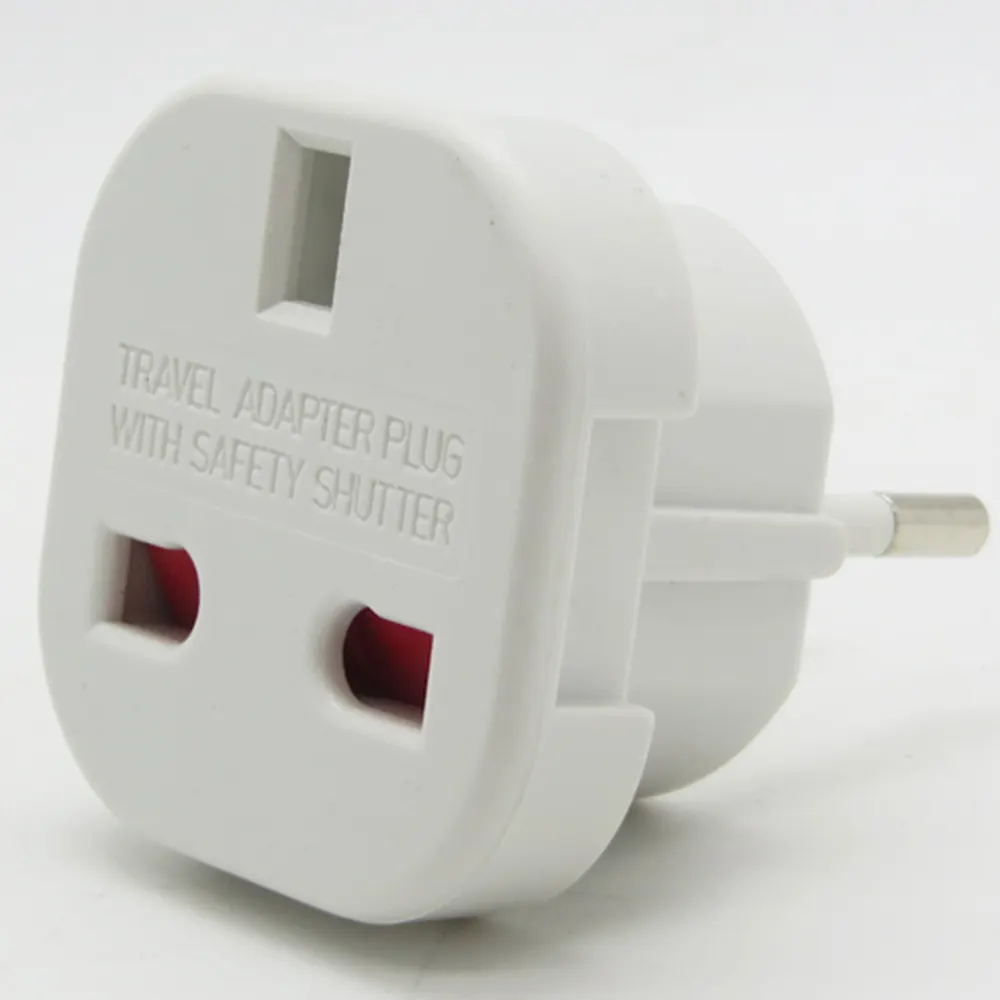 Black White UK to EU Travel Plug Adapter EU AC Power Socket Converter