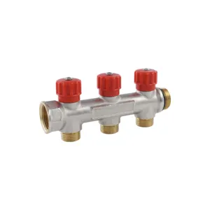 Brass Water Manifold ZL-1134 Brass Domestic Water Distribution Hot Cold Potable Modular Manifold Collector With Shut Off Valve For Plumbing System