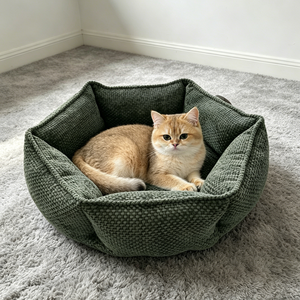 Coussin pour chat en fibres douces, forme hexagonale, base antidérapante, chaud et respirant, pour animaux de compagnie, décoration intérieure - Product Image 2
