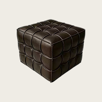 Leder-Ottoman Würfelhocker Gesteppter Gitter-Fußhocker Sofa für Wohnzimmer Eingangsbereich Flur Schuh-Designer Pouf Taburete De Cuero
