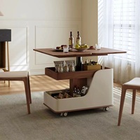 Table basse moderne convertible en bois, hauteur réglable, design pliable, écologique, durable, avec rangement relevable pour salon