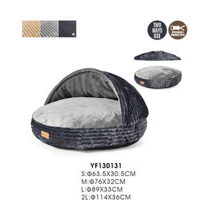<span class=keywords><strong>2</strong></span> in 1 großes rundes Katzen bett Großhandel Warm Stripe Stoff Haustier Kissen Hunde bett mit abnehmbarer Abdeckung - Product Image 1