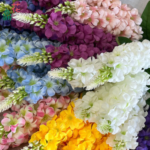 ดอกไม้ผ้าไหมผสมเดลฟีเนียมสีฟ้าชมพูเหลือง ตกแต่งงานแต่งงาน ตกแต่งบ้าน ดอกไม้ประดิษฐ์ตกแต่งผนัง - Product Image 4