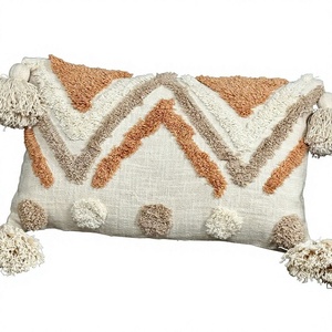 Funda de Almohada Decorativa de Algodón Tufted Personalizada de Lujo Estilo Boho con Patrones Florales/Geométricos/Vintage, Textiles Indios Lavables y Removibles - Product Image 1