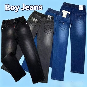 Pantalones <span class=keywords><strong>Vaqueros</strong></span> de Color Sólido para Niños YQ327 <span class=keywords><strong>Talla</strong></span> 20-30, Pantalones de Mezclilla Casuales con Cintura Elástica para Niños, Pantalones Transpirables para Niños - Product Image 1