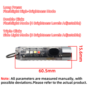 Mini lampe torche LED puissante pour extérieur, lampe porte-clés portable, lumière d'avertissement d'urgence rechargeable par USB - Product Image 2