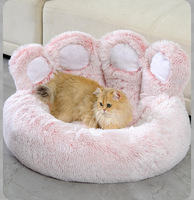 Lit pour chat et chien de grande taille en forme de patte d'ours mignon – Coussin universel quatre saisons en tissu chaud pour animaux de compagnie ; Vente directe usine