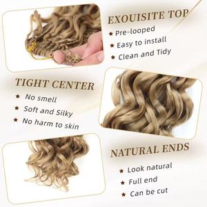 Extensions de cheveux tressés à trois brins, ondulations profondes lâches, tresses au crochet pré-étirées, cheveux bouclés teints, plusieurs couleurs - Product Image 3