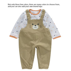 Setelan pakaian bayi perempuan, setelan 2 potong celana tali modis katun organik kustom - Product Image 2