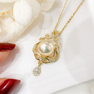 Pendentif en argent S925 de la marque WENCHI, perles de 8 à 10 mm, accessoires de perles DIY, collier vide en or et argent, 30638 breloques en cristal, fabriqué en Chine - Product Image 4