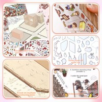 Autocollants de paysage style dessin animé Yilan, grande taille, scène miniature 3D, autocollants DIY pour journalisation, décalcomanies anti-stress en PET