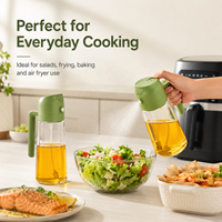 Vente en gros directe usine – Distributeur d'huile de cuisine 2-en-1 en verre de 470 ml, pulvérisateur et verseur, réutilisable, écologique et recyclable