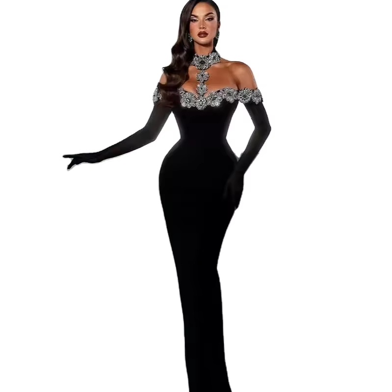 elegant dresses with gloves White Classy midi dress with open neckline Customized / White main image 0