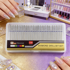 Đầu mài kim cương cỡ trung bình màu xanh lam dùng cho nghệ thuật làm móng 3D, đầu mài móng mài kim cương mạ điện với cán 2.35mm, có sẵn trong kho - Product Image 1