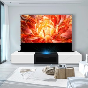 Chất lượng cao 100 inch Trắng siêu ngắn ném sàn cơ giới tăng màn hình chiếu + Tích hợp tủ TV Laser - Product Image 2