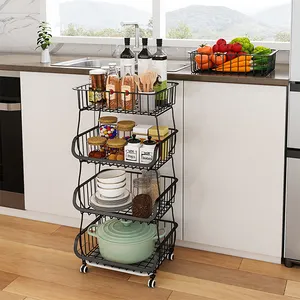 Toptan tepsiler organizatör tekerlekler-Mutfak depolama raf buzdolabı yan raf sebze ve meyve organizatör raf boşluk tutucu tekerlek ile çıkarılabilir 2/3/4 katman