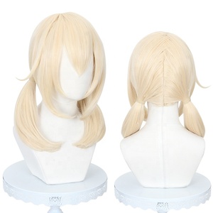 Peluca de <span class=keywords><strong>Cosplay</strong></span> de <span class=keywords><strong>Klee</strong></span> de <span class=keywords><strong>Genshin</strong></span> <span class=keywords><strong>Impact</strong></span> al por Mayor, 45 cm, Larga Mediana, Beige Mixto, Sintética, Resistente al Calor, Pelucas de Anime - Product Image 5