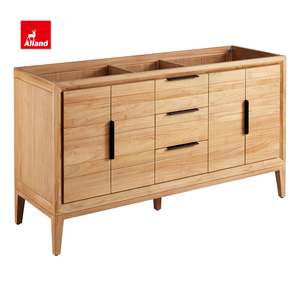 Lavabo <span class=keywords><strong>de</strong></span> salle <span class=keywords><strong>de</strong></span> bain avec Double évier à montage, armoire décorative moderne, Texture en teck naturel, Grain <span class=keywords><strong>de</strong></span> bois, pour maison moderne - Product Image 4