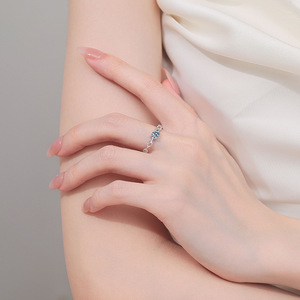 VVS1 0.5ct Moissanite Engagement <b>Ring</b> Bezel Setting <b>925</b> Sterling <b>Silver</b> Rhodium Plated Trendy for Women - Product Image 4