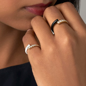 Argento 925 placcato oro 18K bianco CZ rosa smalto anello scintillante gioielli da sposa regalo per le donne - Product Image 3