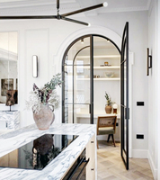 Puerta de Vidrio Doble Arqueada para Interiores, Puerta de Vidrio Grande de una Sola Pieza con Arco en la Parte Superior, Puertas de Vidrio Templado Doble para Casas