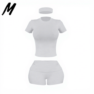 Fabricant de vêtements personnalisés, ensemble de t-shirts décontractés pour femmes, ensemble de shorts en coton deux pièces, ensemble de vêtements de détente pour femmes, été 2025 - Product Image 6