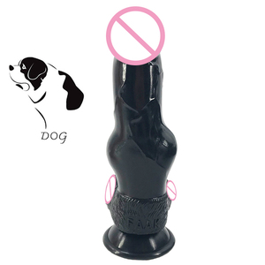 8.19 Inch Silicone <strong>Animal</strong> Dildo Dog Penis with Suction Cup Elastic Tapered Head Knot Canine Dog Dildos for Men - Product Image 1
