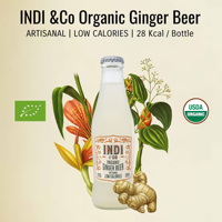 Refresco Artesanal Orgánico Español de Jengibre Bajo en Calorías, Hecho en España, Certificado por la USDA, 200ml