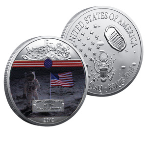 Pièce commémorative plaquée argent de l'atterrissage lunaire, 50e anniversaire, objet de collection, artisanat, décoration intérieure, cadeau - Product Image 1