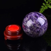 Boule d'améthyste naturelle, améthyste de rêve, pierre brute, boule de cristal polie, emballage en boîte de papier chinoise, artisanat pour entrée et salon