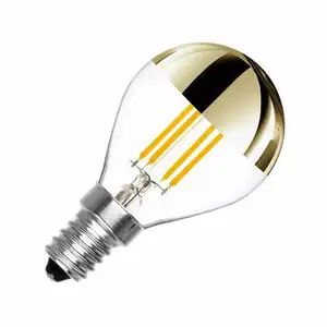 NEW product G45 A60 G80 G95 G125 top half golden/silver mirror led filament bulb