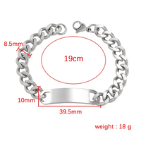 Bracelet chaîne cubaine en acier inoxydable 316L, gravure personnalisée, plaque vierge, tendance, réglable, unisexe, bijoux de couple