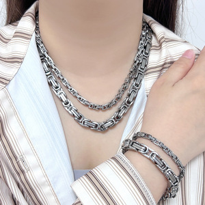 Mode Punk acier inoxydable 4mm 5mm 6mm 8mm Hip Hop vélo lien roi empereur byzantin chaîne colliers hommes - Product Image 2