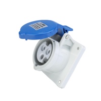 IP44 220V bleu 6H 3 pôles 16A anti-déflagrant monophasé prise de courant industrielle montée sur panneau prise droite