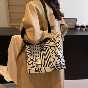Fashion Causal Women's <b>Canvas</b> <b>Bags</b> Reusable Cotton <b>Canvas</b> <b>Bag</b> With Zipper and Pocket <b>Large</b> Capacity Heavy Shoulder Handbags - Product Image 3